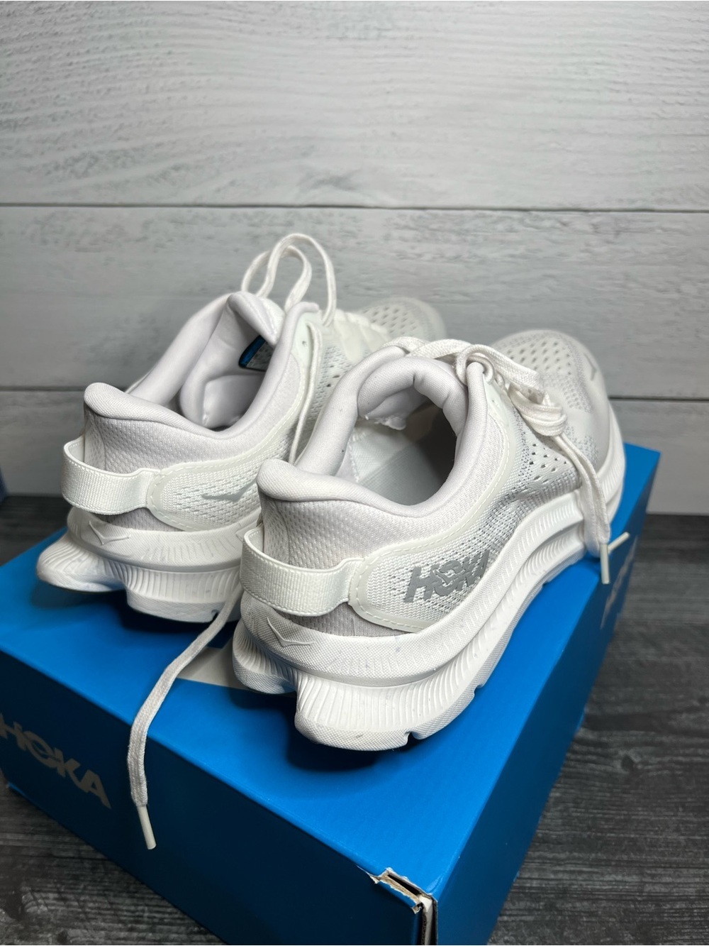 Hoka MENS Kawana All-White Cushioned Running Sneakers - Picture 3 of 4